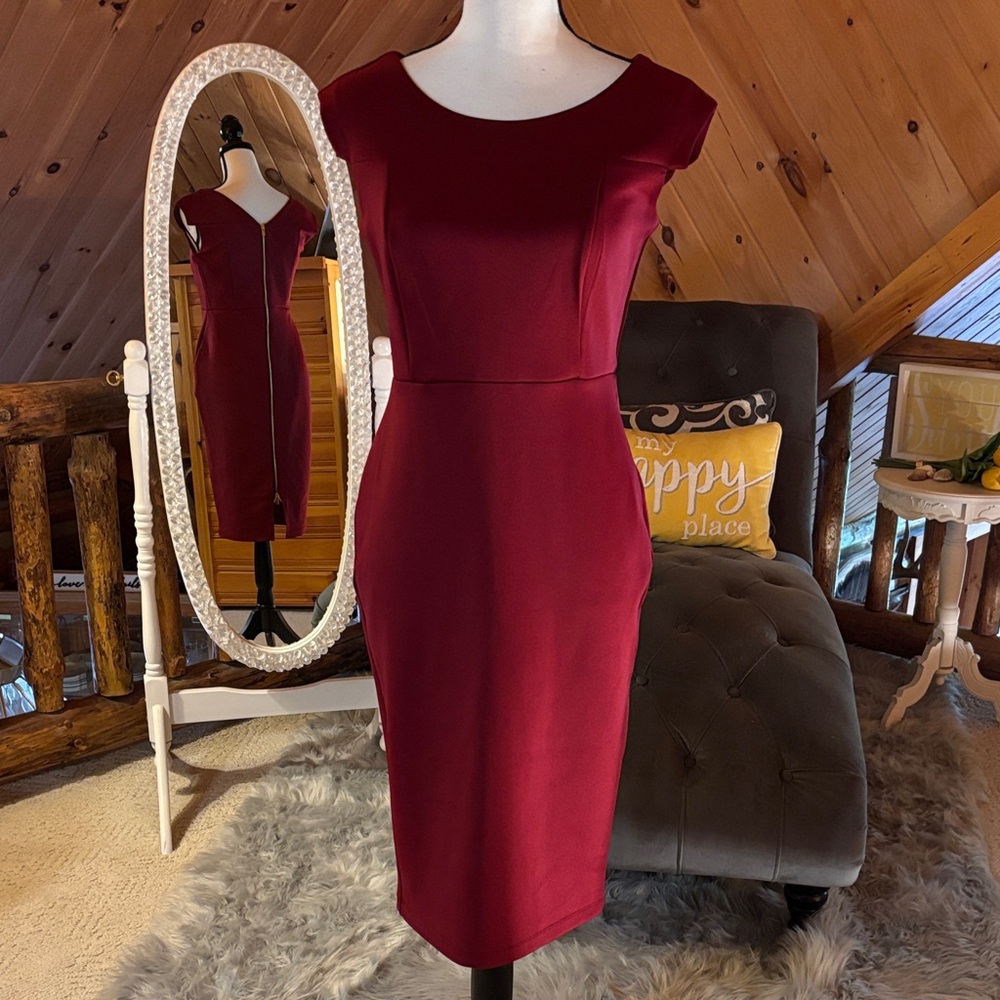 Enfocus Studio Burgundy Midi Dress
